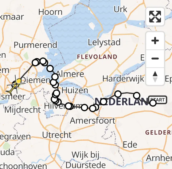 Vlucht Politiehelikopter PH-PXX van Wenum Wiesel naar Schiphol op dinsdag 5 november 2024 17:25