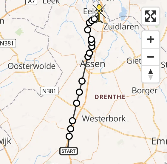 Vlucht Traumahelikopter PH-TTR van Pesse naar Groningen Airport Eelde op dinsdag 5 november 2024 17:38