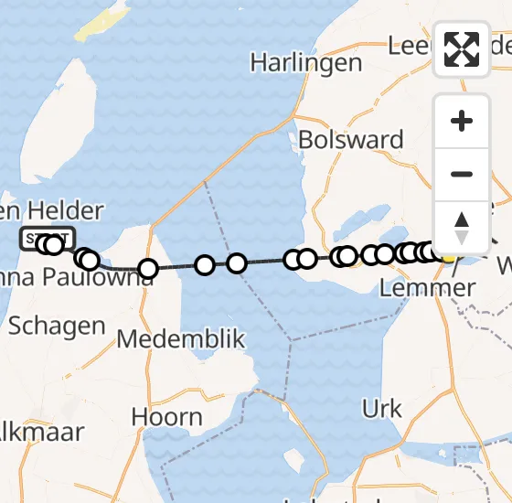 Vlucht Kustwachthelikopter PH-SAR van Vliegveld De Kooy naar Oldeouwer op dinsdag 5 november 2024 17:41