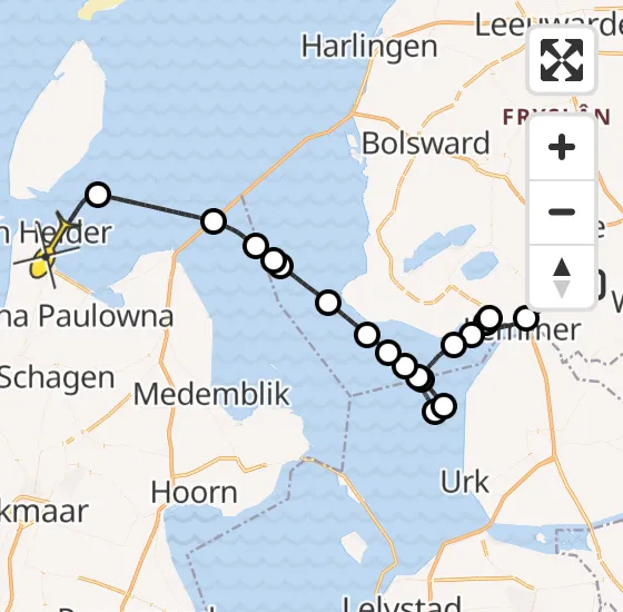 Vlucht Kustwachthelikopter PH-SAR van Oldeouwer naar Den Helder op dinsdag 5 november 2024 18:13