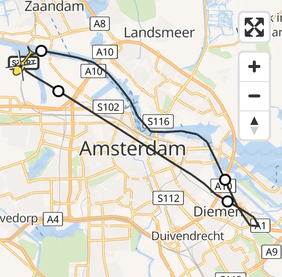 Vlucht Traumahelikopter PH-LLN van Amsterdam Heliport naar Amsterdam Heliport op woensdag 6 november 2024 9:58