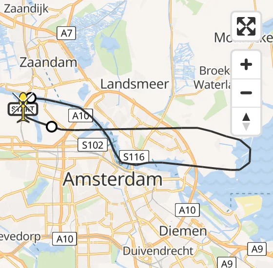 Vlucht Traumahelikopter PH-LLN van Amsterdam Heliport naar Amsterdam Heliport op woensdag 6 november 2024 13:47