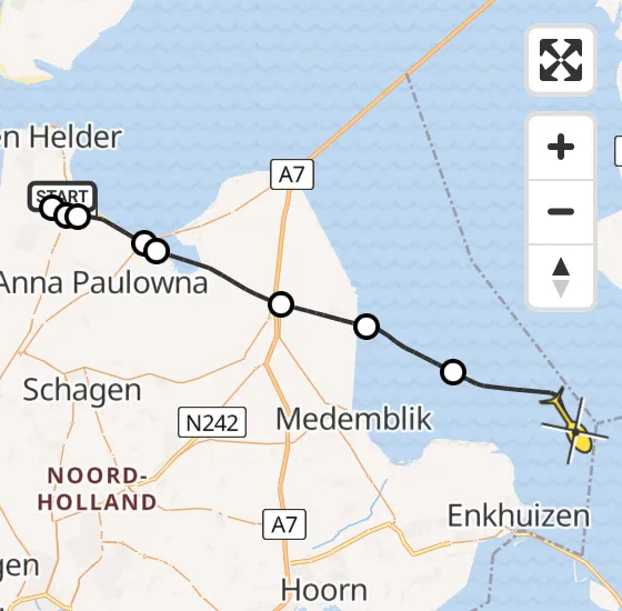 Vlucht Kustwachthelikopter PH-SAR van Vliegveld De Kooy naar Enkhuizen op woensdag 6 november 2024 14:29