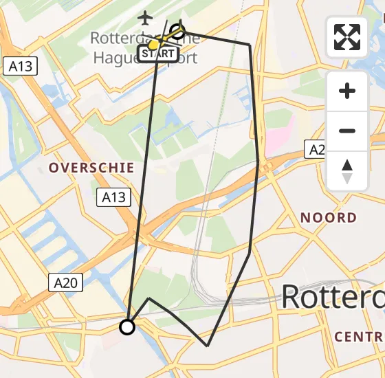 Vlucht Traumahelikopter PH-HVB van Rotterdam The Hague Airport naar Rotterdam The Hague Airport op woensdag 6 november 2024 14:46