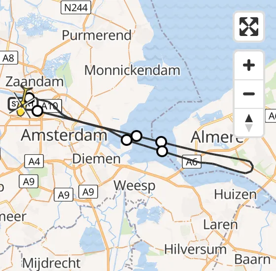 Vlucht Traumahelikopter PH-LLN van Amsterdam Heliport naar Amsterdam Heliport op woensdag 6 november 2024 15:21