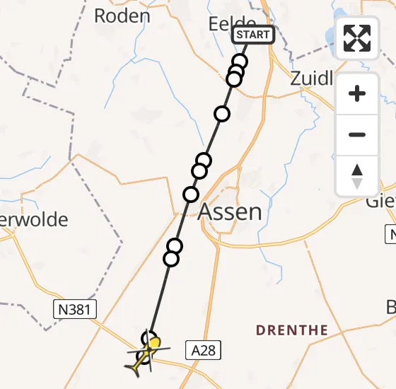 Vlucht Traumahelikopter PH-TTR van Groningen Airport Eelde naar Hijken op woensdag 6 november 2024 15:33