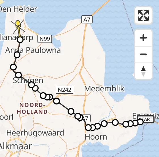 Vlucht Kustwachthelikopter PH-SAR van Enkhuizen naar Julianadorp op woensdag 6 november 2024 15:35