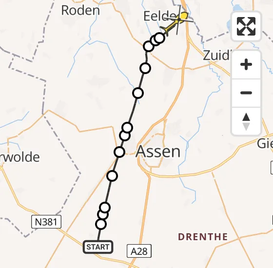 Vlucht Traumahelikopter PH-TTR van Hijken naar Groningen Airport Eelde op woensdag 6 november 2024 16:14