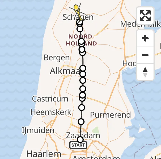 Vlucht Traumahelikopter PH-LLN van Amsterdam Heliport naar Schagen op woensdag 6 november 2024 17:41