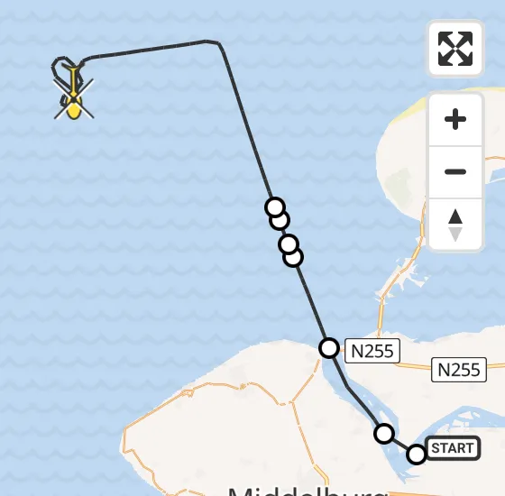 Vlucht Kustwachthelikopter PH-NCG van Wolphaartsdijk naar  op donderdag 7 november 2024 14:08