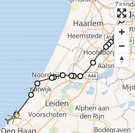 Vlucht Traumahelikopter PH-LLN van Amsterdam Heliport naar Den Haag op donderdag 7 november 2024 14:41