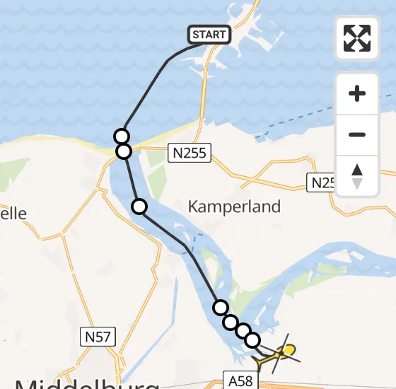 Vlucht Kustwachthelikopter PH-NCG van Vrouwenpolder naar Vliegveld Midden-Zeeland op donderdag 7 november 2024 15:18