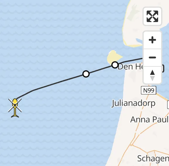 Vlucht Kustwachthelikopter PH-SAR van Den Helder naar  op donderdag 7 november 2024 16:25