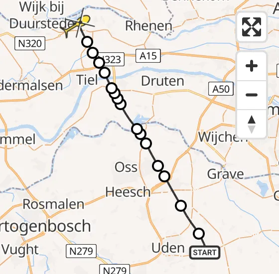 Vlucht Traumahelikopter PH-MAA van Vliegbasis Volkel naar Maurik op vrijdag 8 november 2024 8:10