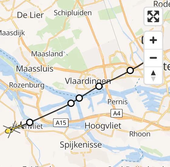 Vlucht Traumahelikopter PH-HVB van Rotterdam The Hague Airport naar Heenvliet op vrijdag 8 november 2024 8:30