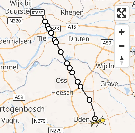 Vlucht Traumahelikopter PH-MAA van Maurik naar Vliegbasis Volkel op vrijdag 8 november 2024 9:13