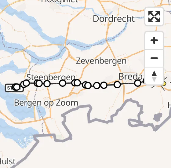 Vlucht Traumahelikopter PH-HVB van Sint-Maartensdijk naar Vliegbasis Gilze-Rijen op vrijdag 8 november 2024 10:38