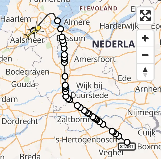 Vlucht Politiehelikopter PH-PXC van Vliegbasis Volkel naar Schiphol op vrijdag 8 november 2024 11:07