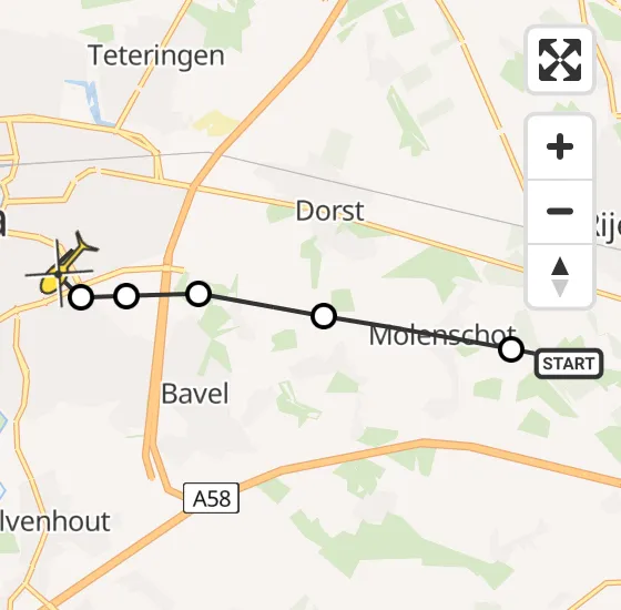 Vlucht Traumahelikopter PH-HVB van Vliegbasis Gilze-Rijen naar Breda op vrijdag 8 november 2024 11:43