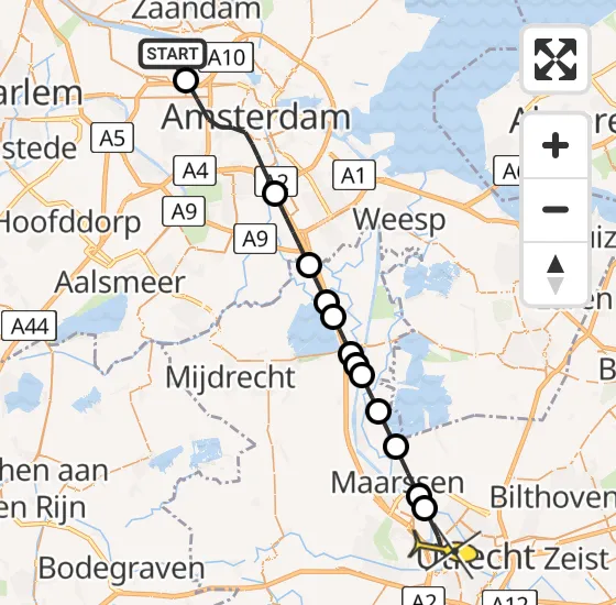 Vlucht Traumahelikopter PH-LLN van Amsterdam Heliport naar Utrecht op vrijdag 8 november 2024 12:48