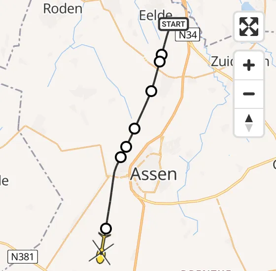 Vlucht Traumahelikopter PH-TTR van Groningen Airport Eelde naar Smilde op vrijdag 8 november 2024 13:02