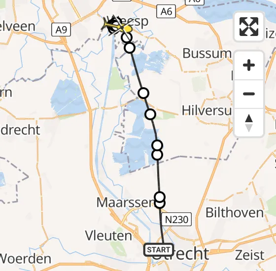 Vlucht Traumahelikopter PH-LLN van Utrecht naar Weesp op vrijdag 8 november 2024 13:16