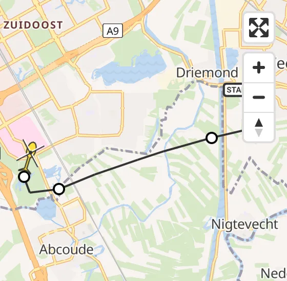 Vlucht Traumahelikopter PH-LLN van Weesp naar Academisch Medisch Centrum (AMC) op vrijdag 8 november 2024 13:57