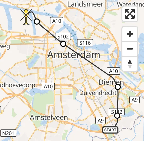 Vlucht Traumahelikopter PH-LLN van Academisch Medisch Centrum (AMC) naar Amsterdam Heliport op vrijdag 8 november 2024 14:25