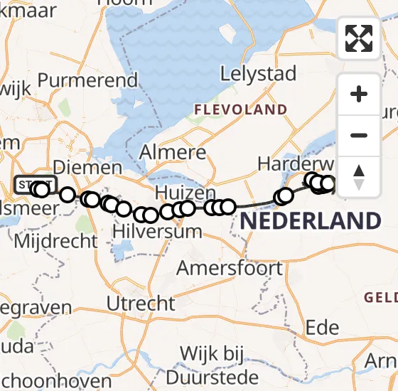 Vlucht Politiehelikopter PH-PXX van Schiphol naar Elspeet op vrijdag 8 november 2024 15:41