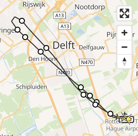 Vlucht Traumahelikopter PH-HVB van Rotterdam The Hague Airport naar Rotterdam The Hague Airport op vrijdag 8 november 2024 16:00
