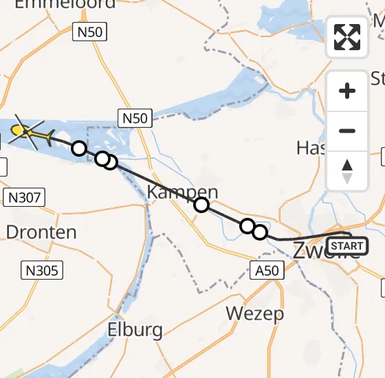 Vlucht Traumahelikopter PH-LLN van Zwolle naar Swifterbant op vrijdag 8 november 2024 16:10