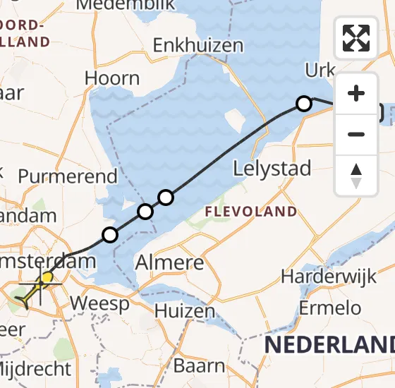 Vlucht Traumahelikopter PH-LLN van Swifterbant naar Amsterdam op vrijdag 8 november 2024 16:18