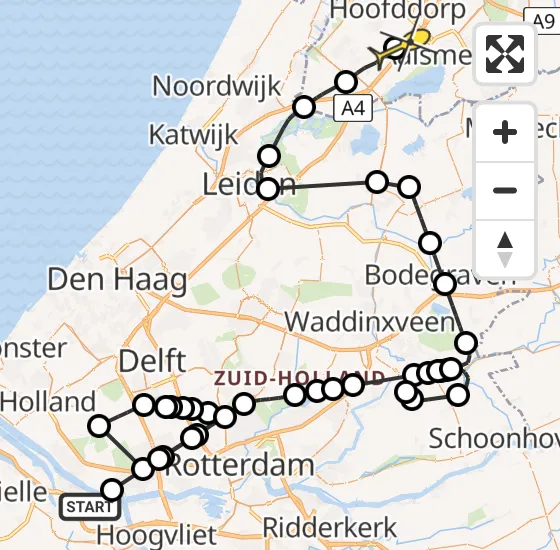 Vlucht Politiehelikopter PH-PXB van Botlek naar Hoofddorp op vrijdag 8 november 2024 19:05