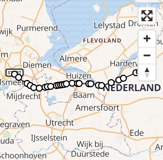 Vlucht Politiehelikopter PH-PXX van Schiphol naar Elspeet op vrijdag 8 november 2024 19:07