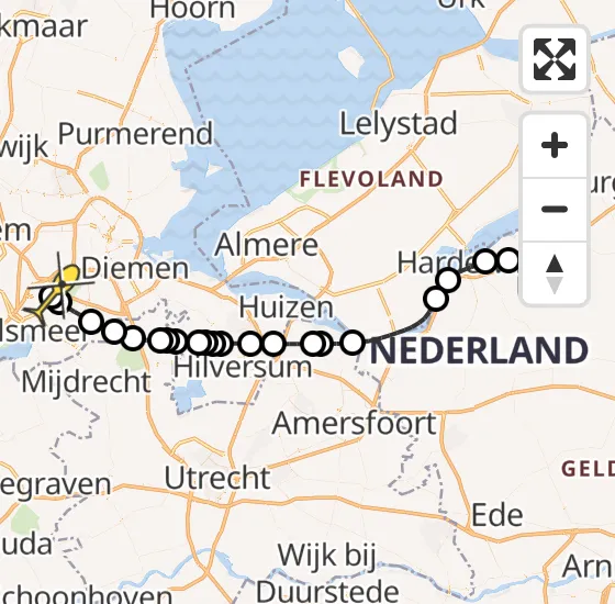 Vlucht Politiehelikopter PH-PXX van Vierhouten naar Schiphol op vrijdag 8 november 2024 19:53