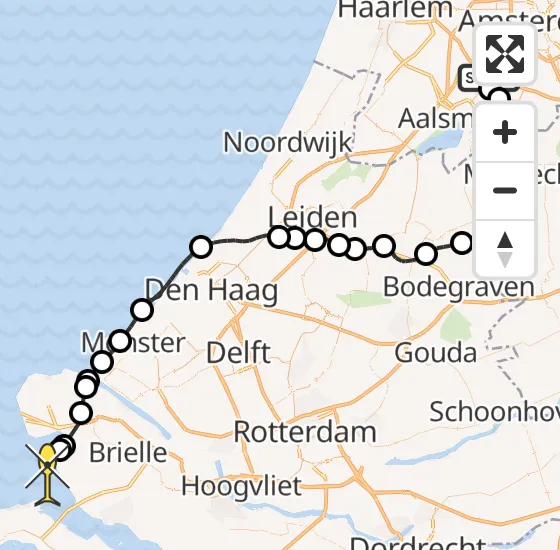 Vlucht Politiehelikopter PH-PXC van Schiphol naar Rockanje op zaterdag 9 november 2024 12:01