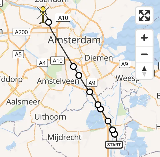 Vlucht Traumahelikopter PH-LLN van Nieuwersluis naar Amsterdam Heliport op zaterdag 9 november 2024 12:19