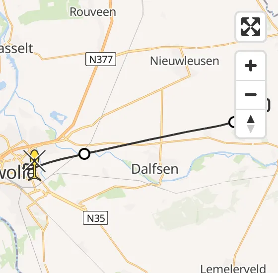 Vlucht Traumahelikopter PH-TTR van Witharen naar Zwolle op zaterdag 9 november 2024 12:30