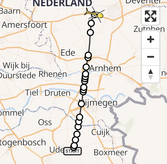 Vlucht Traumahelikopter PH-MAA van Vliegbasis Volkel naar Hoog Soeren op zaterdag 9 november 2024 12:32