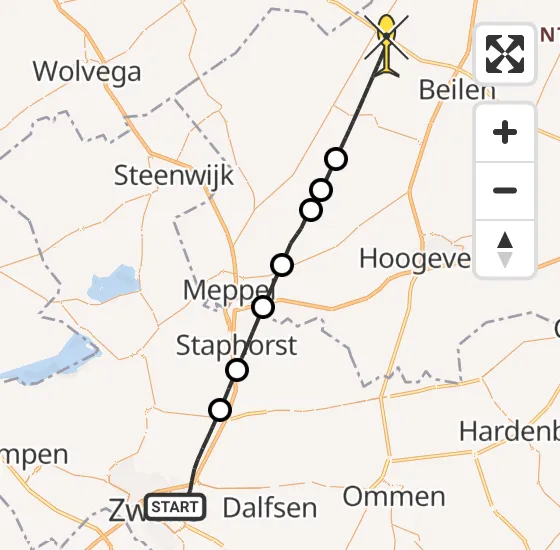 Vlucht Traumahelikopter PH-TTR van Zwolle naar Hoogersmilde op zaterdag 9 november 2024 13:03