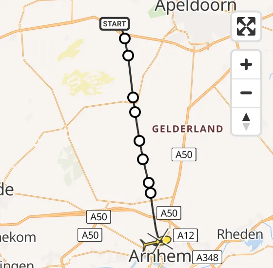 Vlucht Traumahelikopter PH-MAA van Hoog Soeren naar Arnhem op zaterdag 9 november 2024 13:10