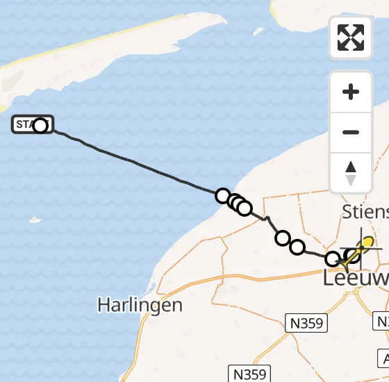 Vlucht Ambulancehelikopter PH-OOP van West-Terschelling naar Vliegbasis Leeuwarden op zaterdag 9 november 2024 13:16