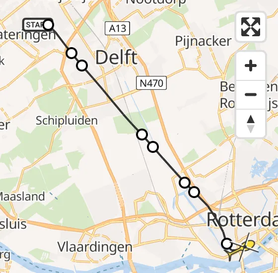 Vlucht Traumahelikopter PH-HVB van Den Haag naar Erasmus MC op zaterdag 9 november 2024 13:35