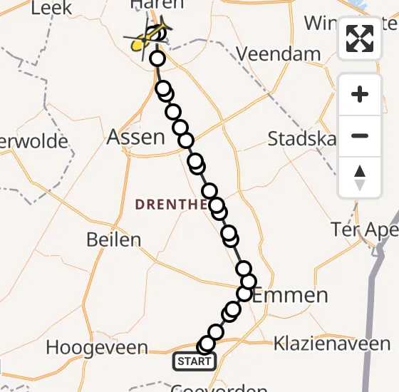 Vlucht Traumahelikopter PH-TTR van Zwinderen naar Groningen Airport Eelde op zaterdag 9 november 2024 13:53