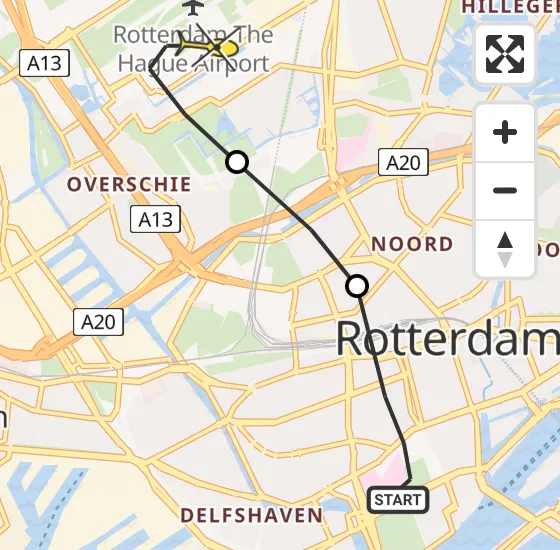 Vlucht Traumahelikopter PH-HVB van Erasmus MC naar Rotterdam The Hague Airport op zaterdag 9 november 2024 14:06