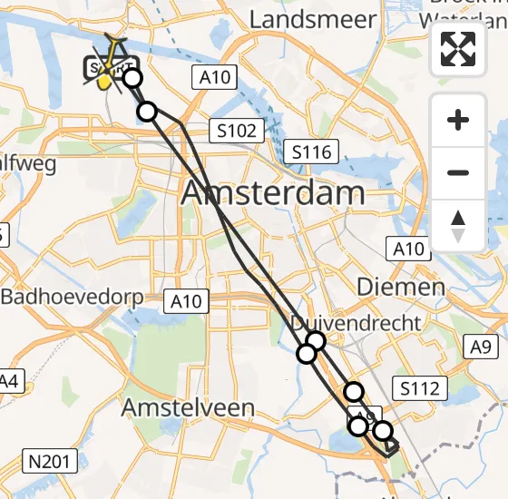 Vlucht Traumahelikopter PH-LLN van Amsterdam Heliport naar Amsterdam Heliport op zaterdag 9 november 2024 14:10