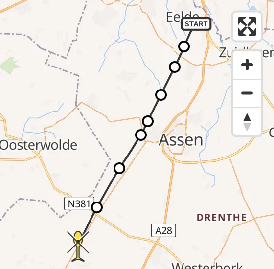 Vlucht Traumahelikopter PH-TTR van Groningen Airport Eelde naar Geeuwenbrug op zaterdag 9 november 2024 14:22