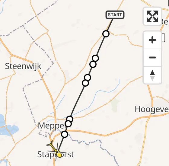 Vlucht Traumahelikopter PH-TTR van Geeuwenbrug naar Staphorst op zaterdag 9 november 2024 14:32