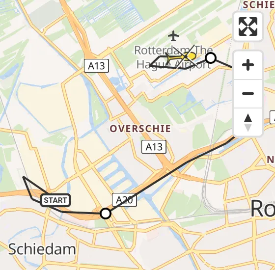 Vlucht Traumahelikopter PH-HVB van Schiedam naar Rotterdam The Hague Airport op zaterdag 9 november 2024 15:05