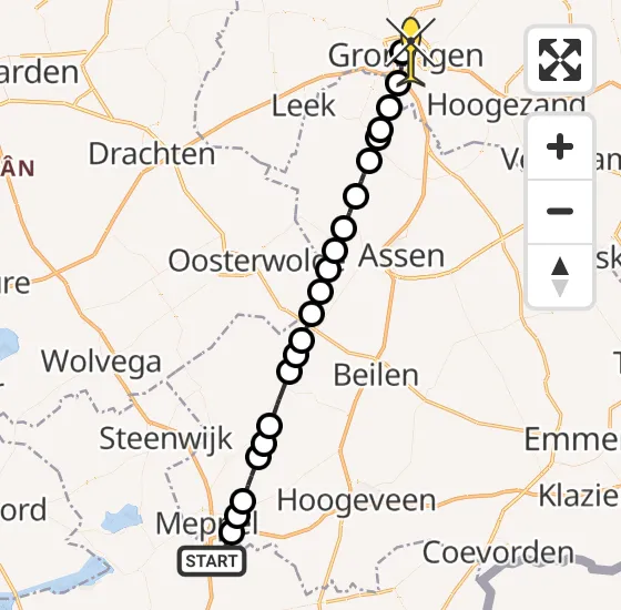 Vlucht Traumahelikopter PH-TTR van Staphorst naar Universitair Medisch Centrum Groningen op zaterdag 9 november 2024 15:24